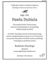 Z głębokim smutkiem żegnamy drogiego kolegę mgr. inż. Pawła Dubiela 